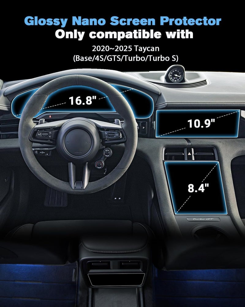 WEIPIN For 8PCS 2020 2021 2022 2023 2024 2025 Taycan 10.9 Inch Touchscreen & 16.8 Inch Dashboard & AC Dual Displays High Clarity Screen Protector - Taycan (Base/4S/GTS/Turbo/Turbo S) Accessories - Image 2